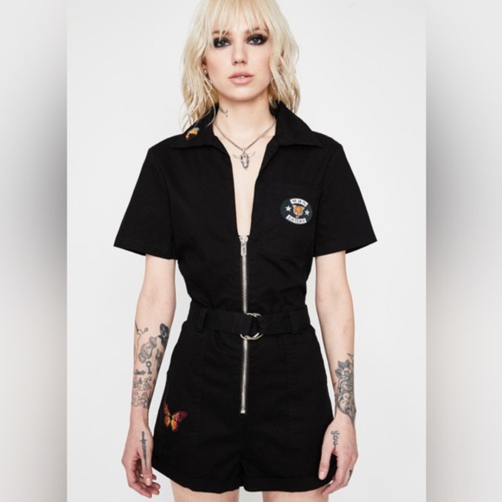 Dolls Kill HOROSCOPEZ Stubborn Shorty Zip Coveralls NWOT